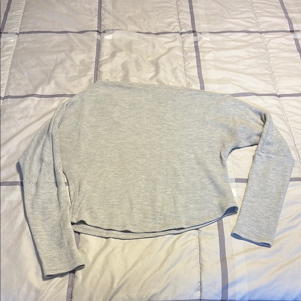 We The Free Light Gray Off-the-Shoulder Sweater